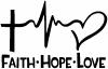 Faith Hope Love Cross and Heart Heartbeat  Christian Car or Truck Window Decal