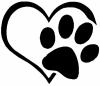 Animal Lover Heart with Cat or Dog Paw Print  Animals Car or Truck Window Decal