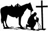 Cowboy and Horse Praying at Cross Country Car Truck Window Wall Laptop Decal Sticker