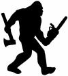 Bigfoot Lumberjack Logger with Axe and Chainsaw Funny Car or Truck Window Decal