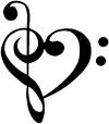 Treble Bass Clef Heart Love of Music Band Music Notes