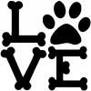 Dog Bones Love with Paw Animals Car or Truck Window Decal