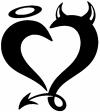 Heart Love Good and Evil Angel and Devil Girlie Car or Truck Window Decal