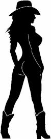 Nude Cowgirl in Boots and Hat Western Car or Truck Window Decal