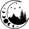 Moon Stars and Mountains Other Car Truck Window Wall Laptop Decal Sticker
