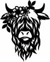 Cute Long Hair Cow with Flowers Animals car-window-decals-stickers