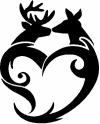 Buck and Doe Deer In Heart Kissing Hunting And Fishing Car Truck Window Wall Laptop Decal Sticker