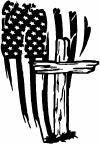Worn American Flag With Old Wooden Cross  Christian car-window-decals-stickers