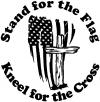Stand for the Flag Kneel for the Cross worn US Flag and Cross Christian Car or Truck Window Decal