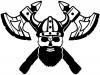 Bearded Viking Skull With Battle Axes 