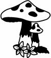 Big and small Mushroom with Flowers Car or Truck Window Decal Sticker