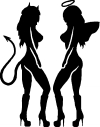 Sexy Twins of Good and Evil Good and Bad Girls Angel and Devil Girls Sexy Car Truck Window Wall Laptop Decal Sticker