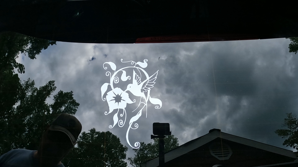 Swirl Vine Flower Hummingbird Car or Truck Window Decal Sticker