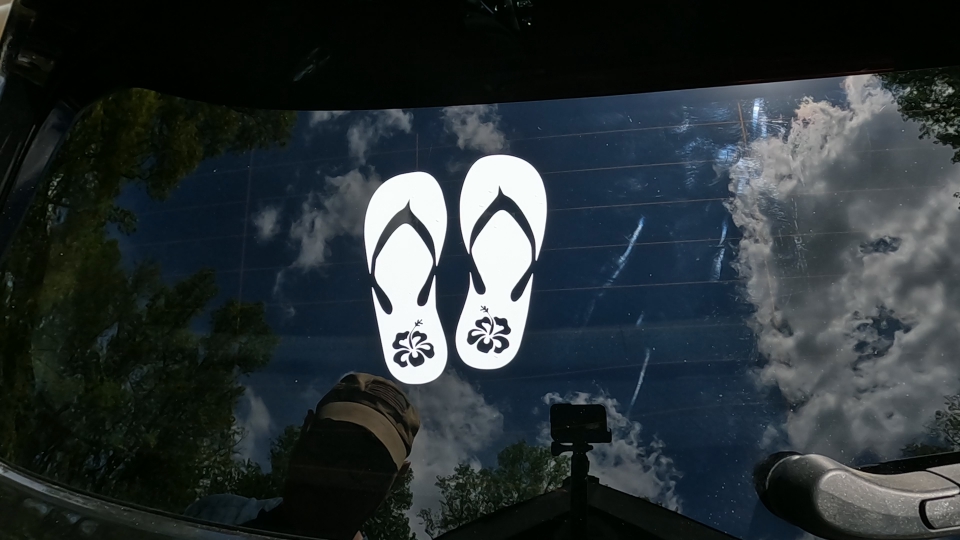Hibiscus Flower Flip Flops Car or Truck Window Decal Sticker