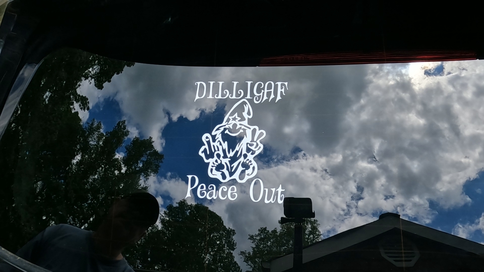 DILLIGAF Wizard Peace Out Funny Car or Truck Window Decal Sticker