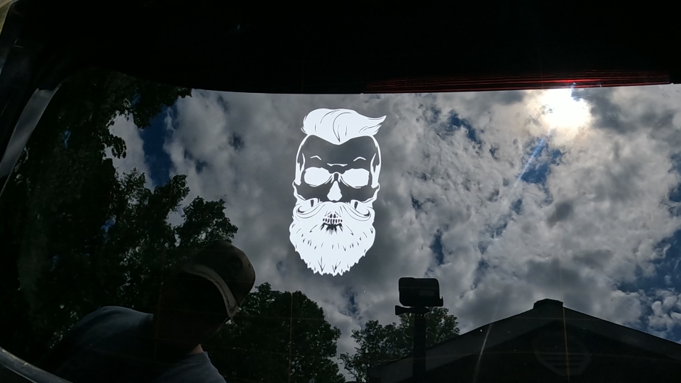 Beard Skull Car or Truck Window Decal Sticker Video