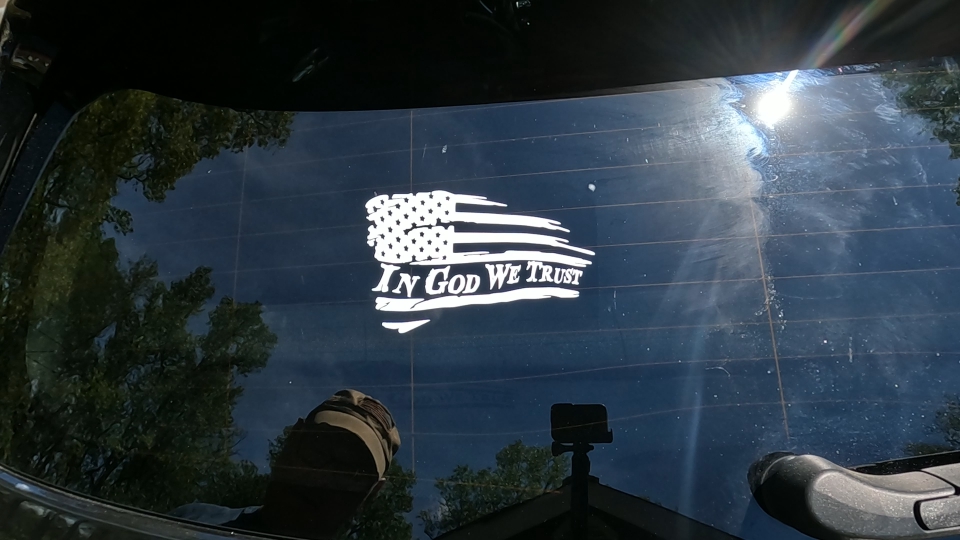 In God We Trust with American Flag Christian Car or Truck Window Decal Sticker