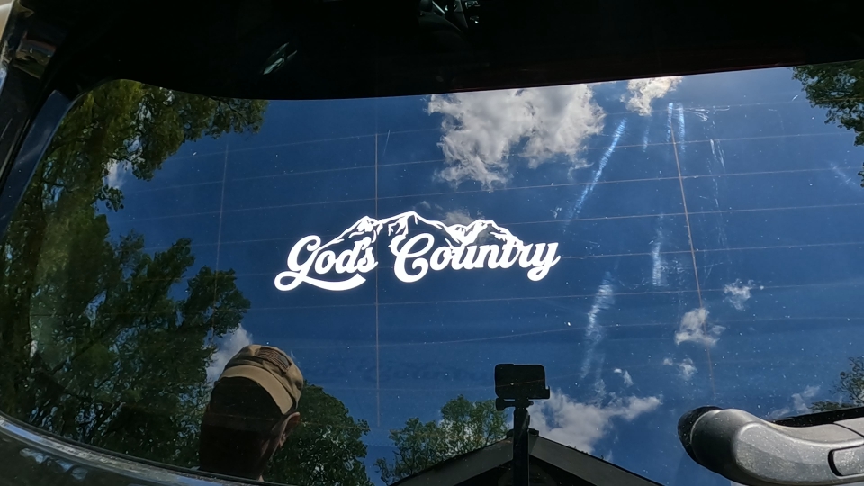 God's Country Mountains Car or Truck Window Decal Sticker