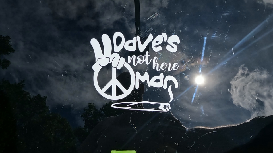 Dave's Not Here Man Vinyl Car or Truck Window Decal Sticker Video