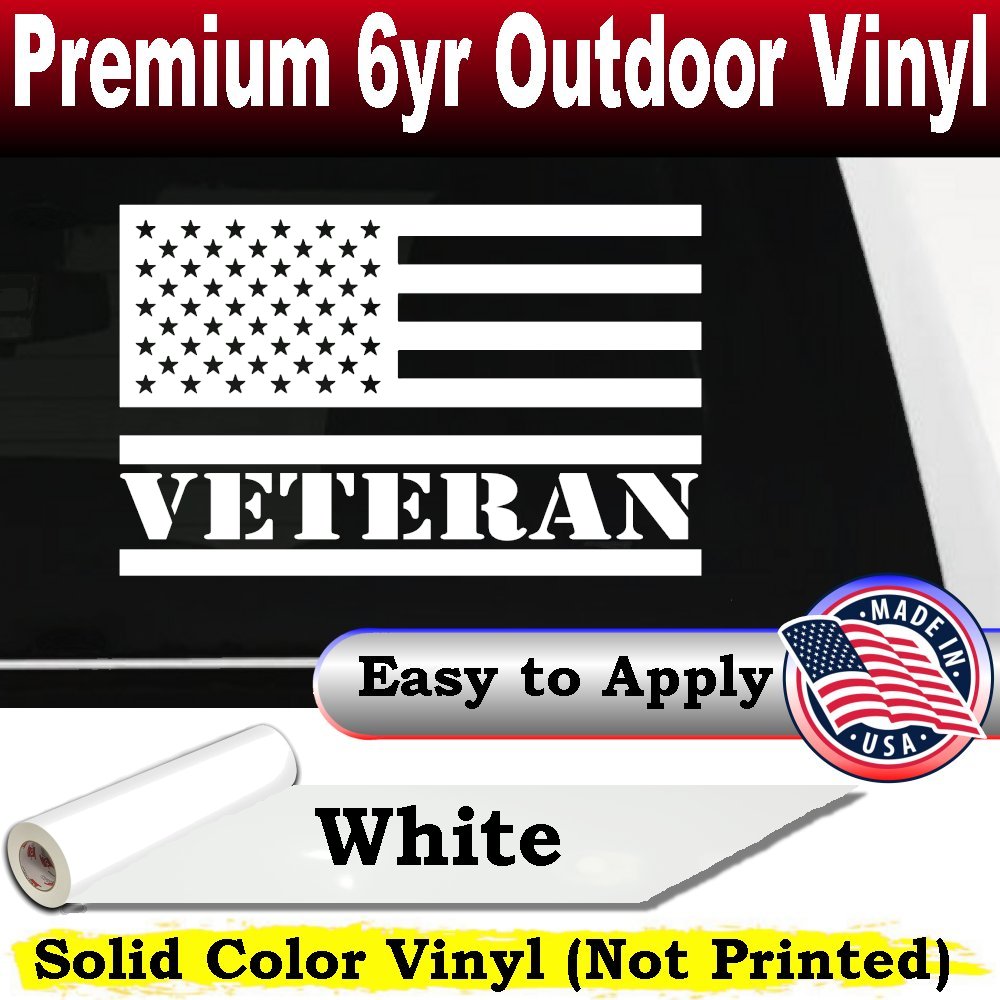 USA Flag Veteran Military Car Truck Window Vinyl Decal Sticker
