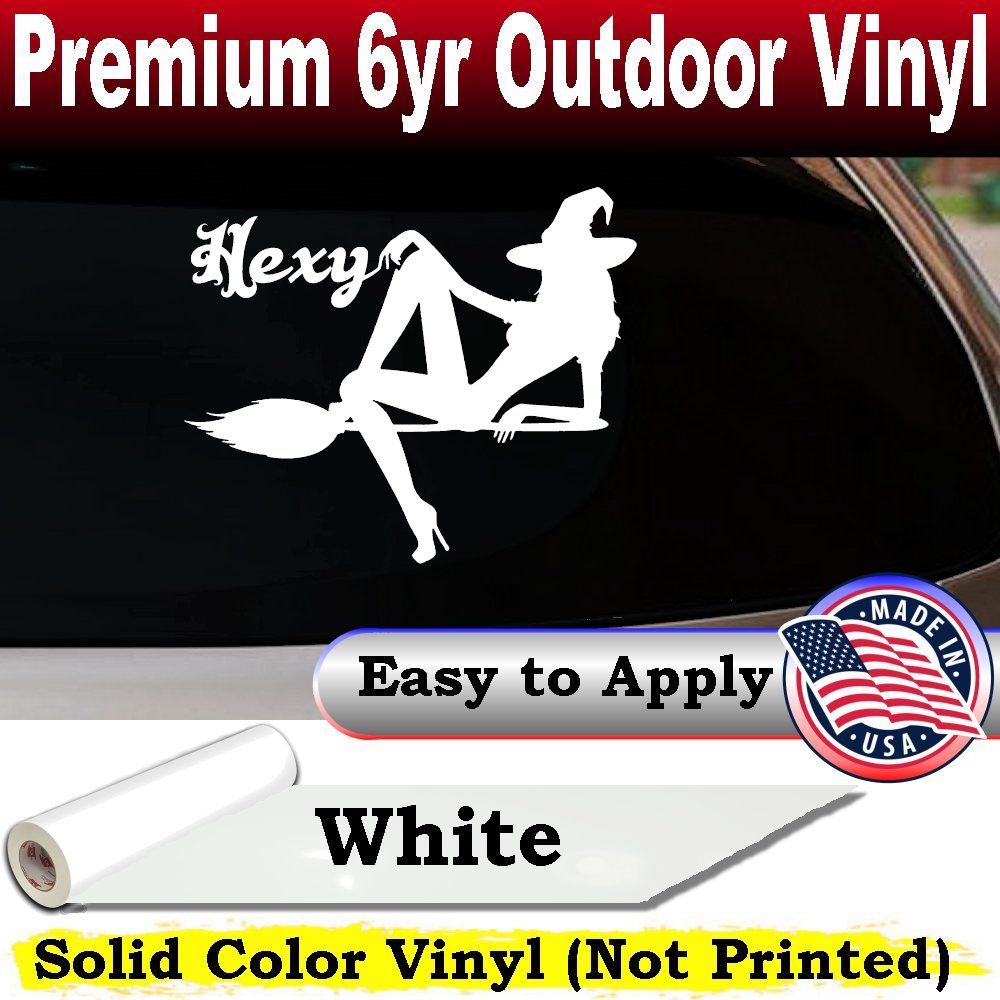 Hexy Sexy Witch on Broom Car or Truck Window Vinyl Decal Sticker